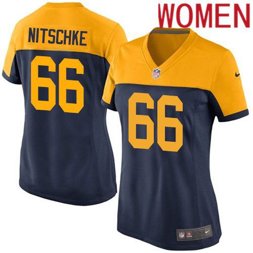 Women Green Bay Packers #66 Ray Nitschke Navy Blue Nike Alternate Game NFL Jersey